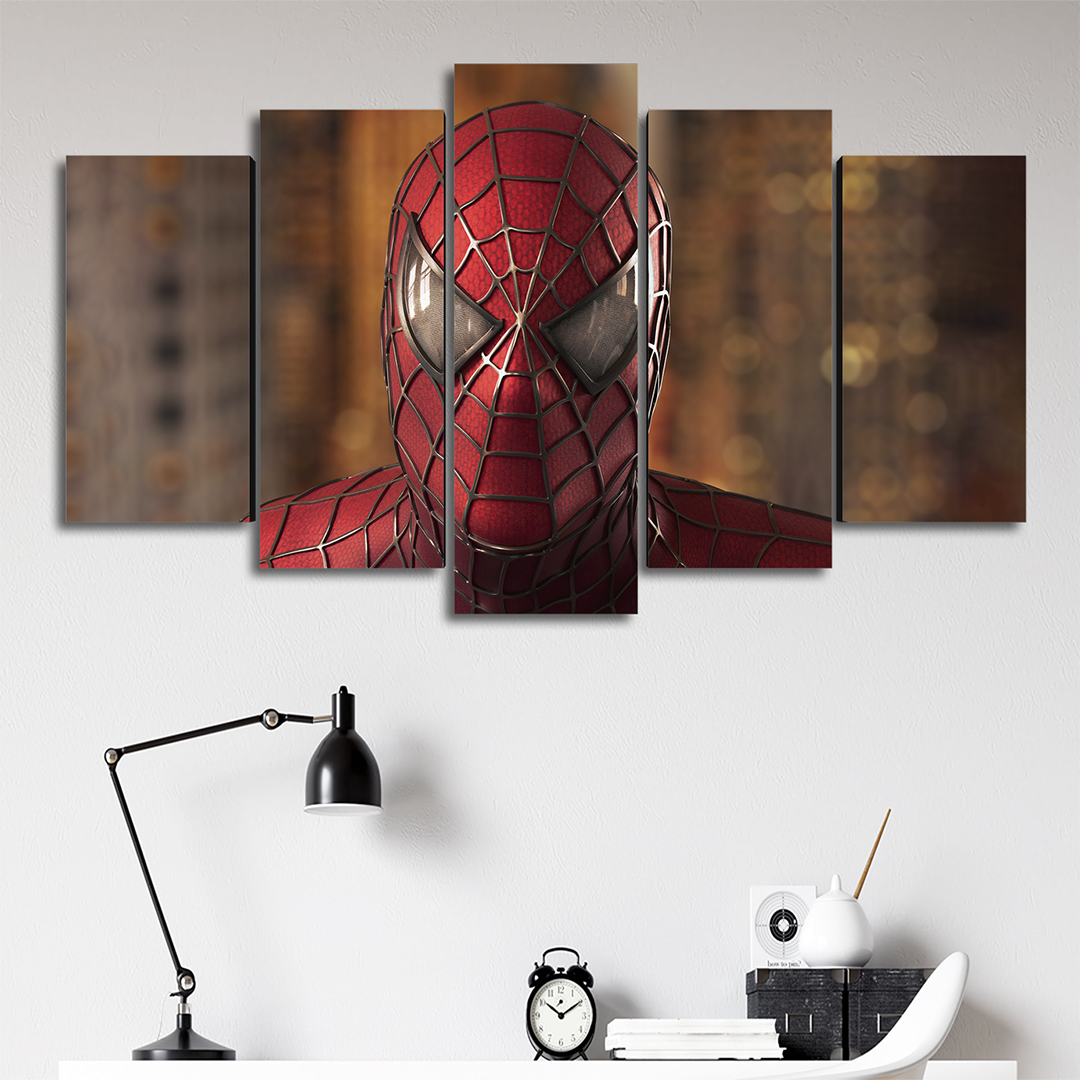 Cuadro Decorativo Spiderman Tobey Maguire Mascara Marvel 100x60cm 5pzs Cuadros MX