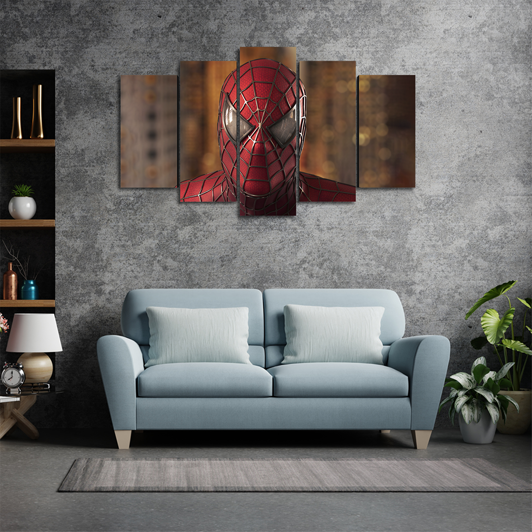 Cuadro Decorativo Spiderman Tobey Maguire Mascara Marvel 100x60cm 5pzs Cuadros MX