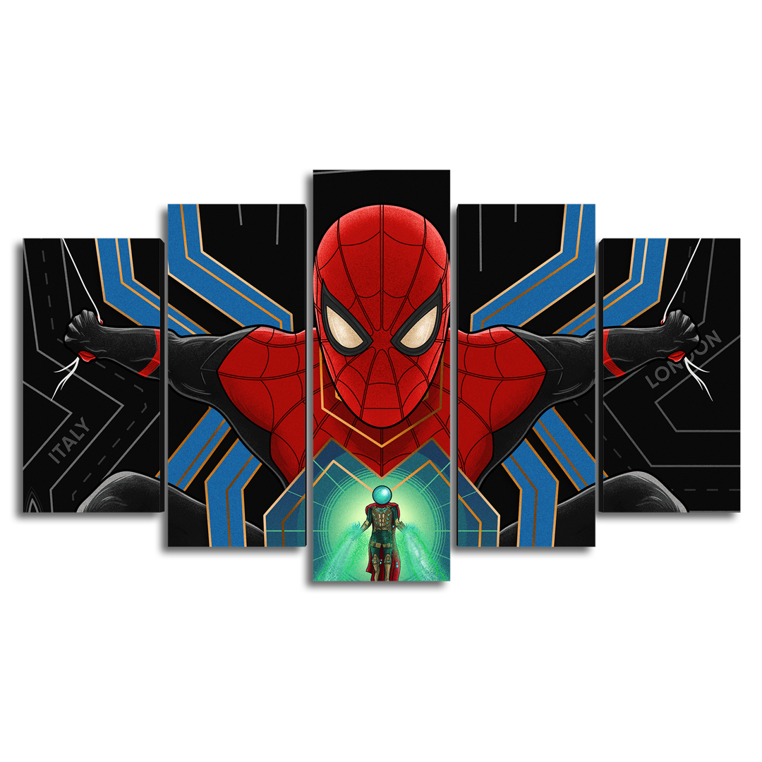 Cuadro Decorativo Spiderman Mysterio Caricatura Marvel 100x60cm 5pzs Cuadros MX