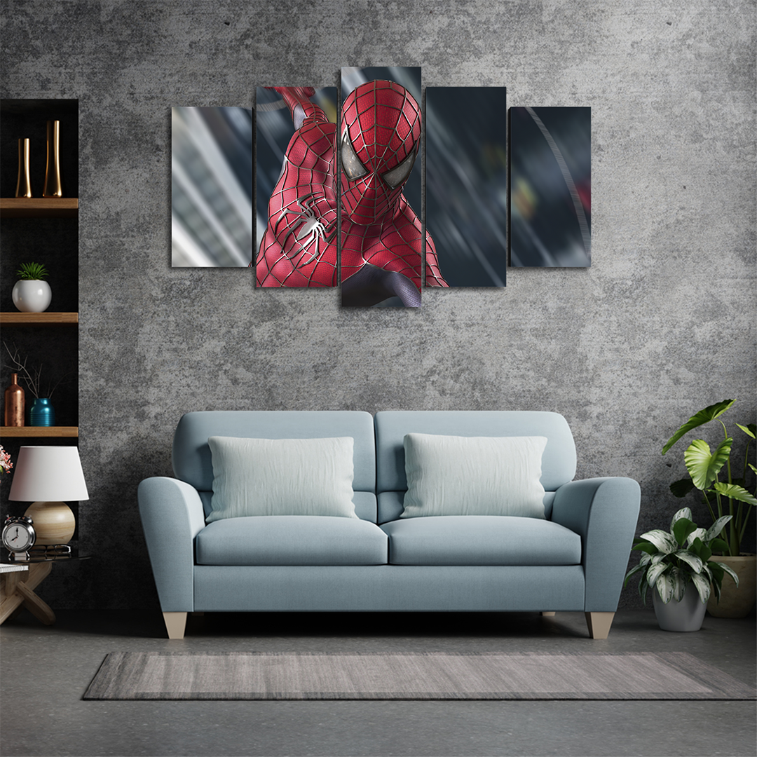 Cuadro Decorativo Spiderman Tobey Maguire Marvel 100x60cm 5pzs Cuadros MX