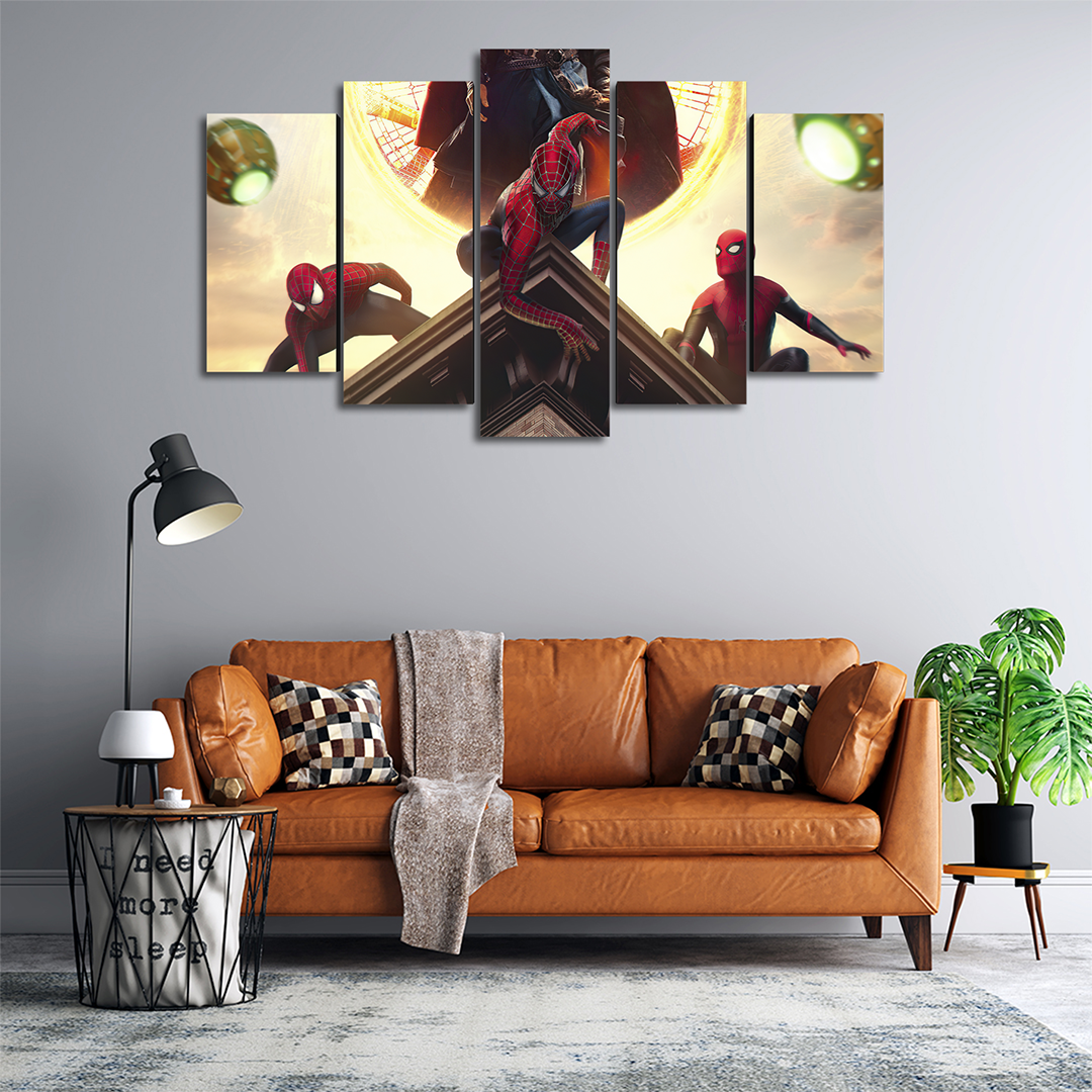 Cuadro Decorativo Spiderman Spiderverse Granadas Duende Verde Marvel 100x60cm 5pzs Cuadros MX