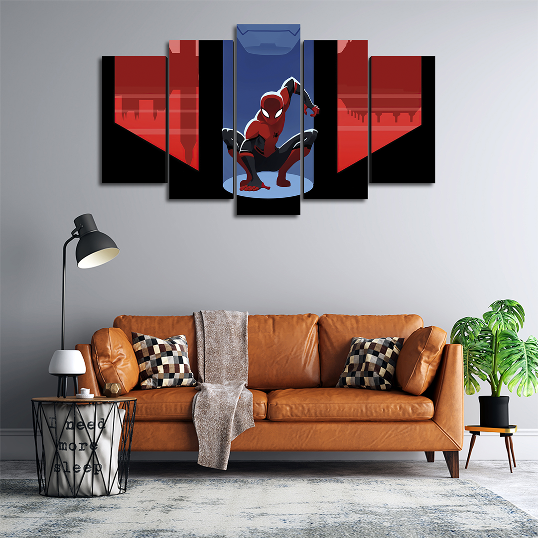 Cuadro Decorativo Spiderman Caricatura Marvel 100x60cm 5pzs Cuadros MX