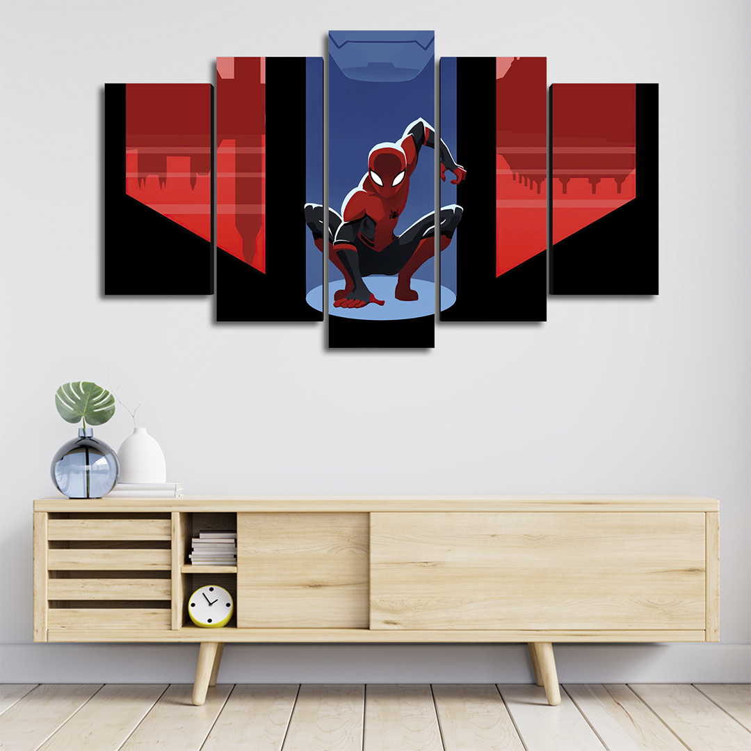 Cuadro Decorativo Spiderman Caricatura Marvel 100x60cm 5pzs Cuadros MX