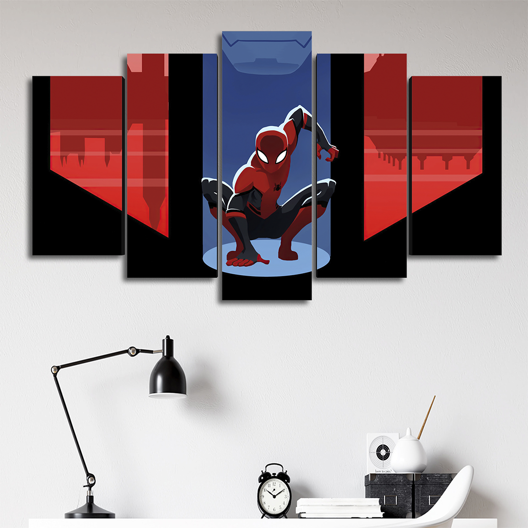 Cuadro Decorativo Spiderman Caricatura Marvel 100x60cm 5pzs Cuadros MX
