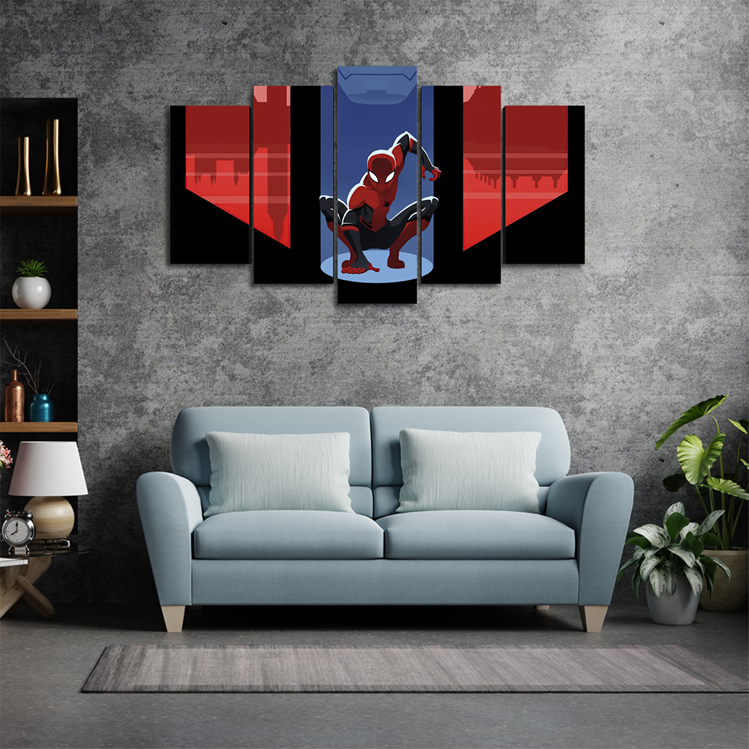 Cuadro Decorativo Spiderman Caricatura Marvel 100x60cm 5pzs Cuadros MX