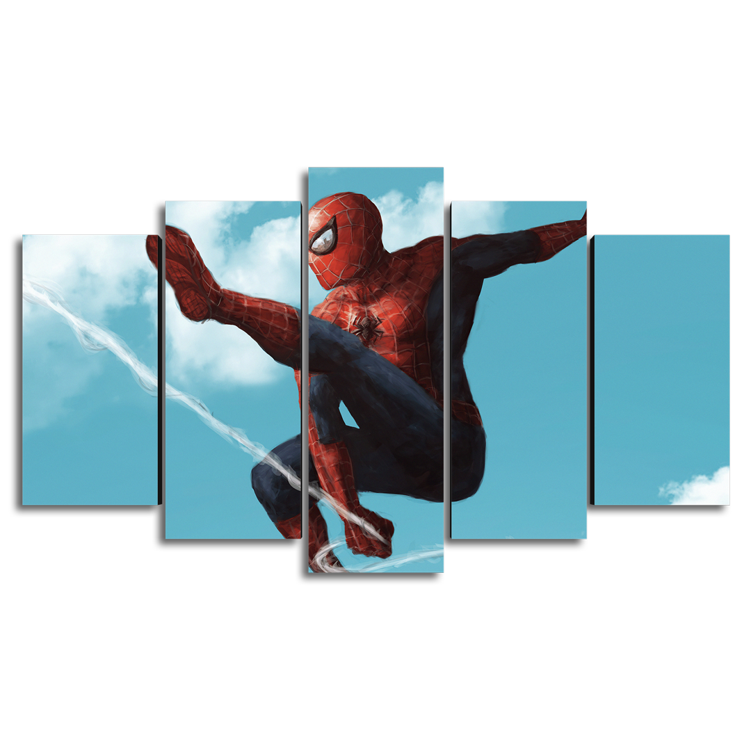 Cuadro Decorativo Spiderman Balanceándose Marvel 100x60cm 5pzs Cuadros MX