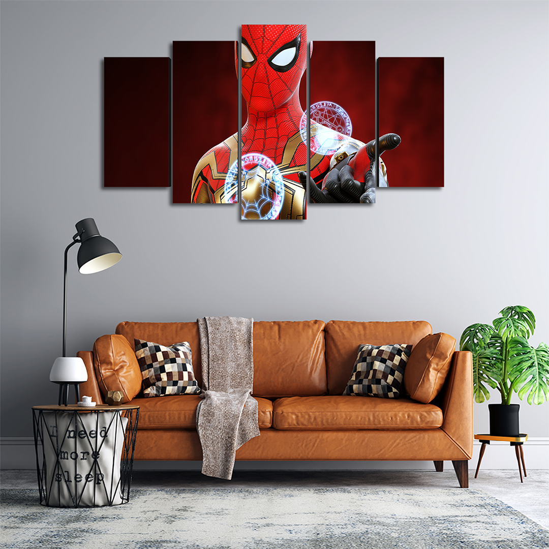 Cuadro Decorativo Spiderman NWH Rojo/Dorado Marvel 100x60cm 5pzs Cuadros MX