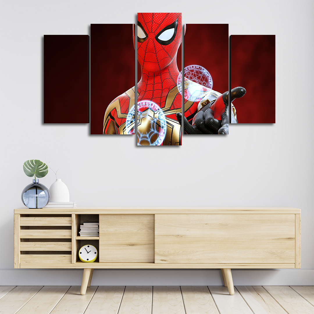 Cuadro Decorativo Spiderman NWH Rojo/Dorado Marvel 100x60cm 5pzs Cuadros MX