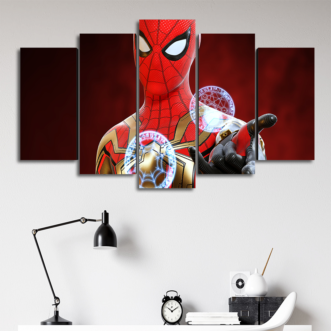 Cuadro Decorativo Spiderman NWH Rojo/Dorado Marvel 100x60cm 5pzs Cuadros MX