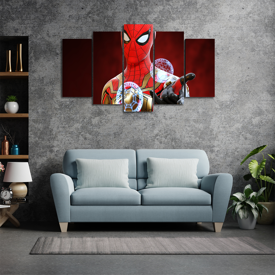 Cuadro Decorativo Spiderman NWH Rojo/Dorado Marvel 100x60cm 5pzs Cuadros MX