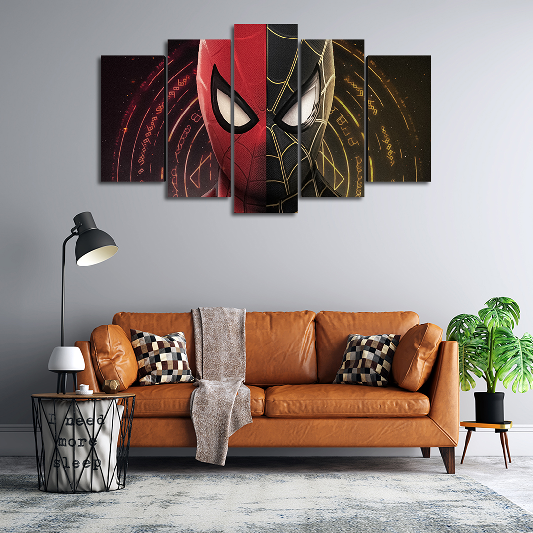 Cuadro Decorativo Spiderman NWH Mascara Negro/Rojo Marvel 100x60cm 5pzs Cuadros MX