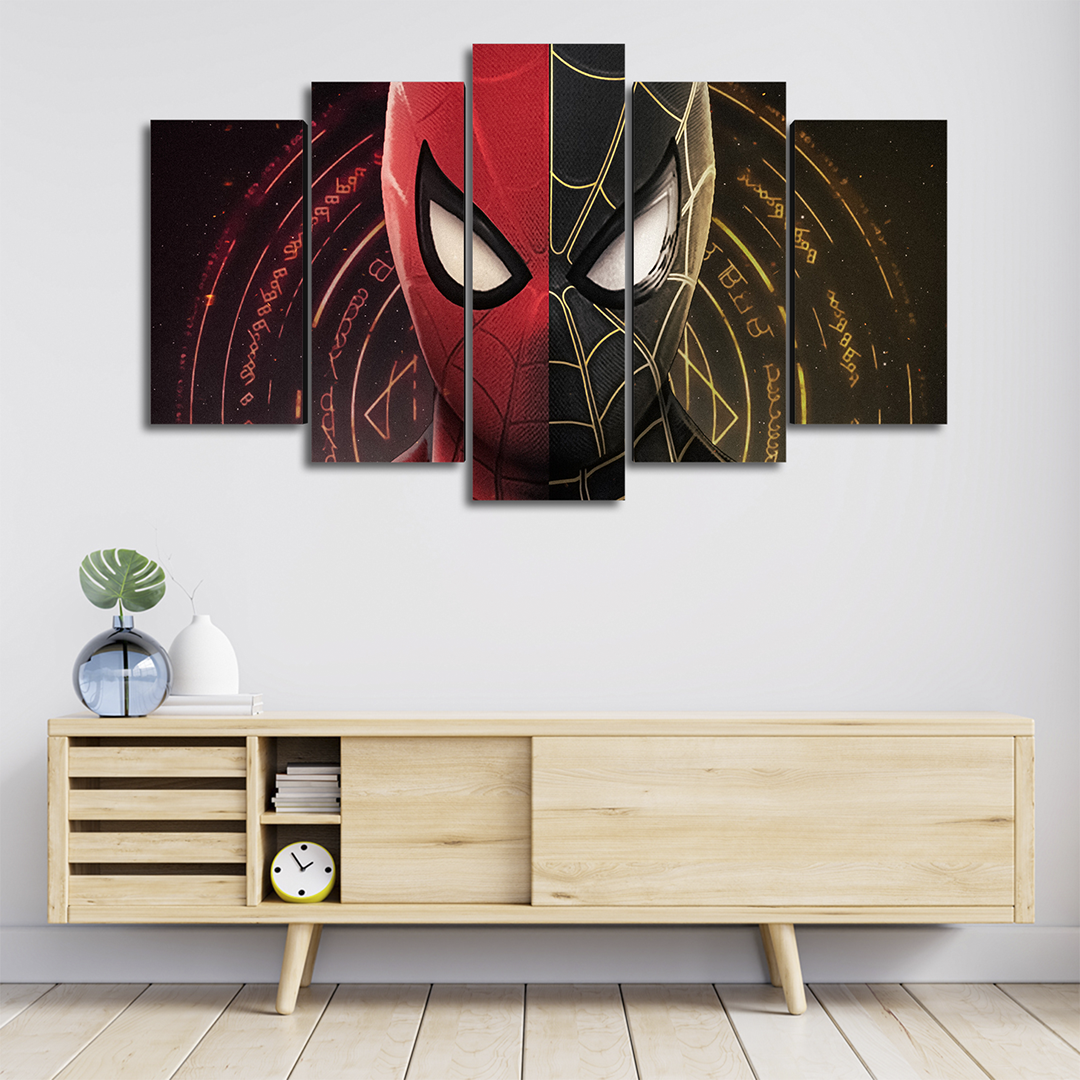 Cuadro Decorativo Spiderman NWH Mascara Negro/Rojo Marvel 100x60cm 5pzs Cuadros MX