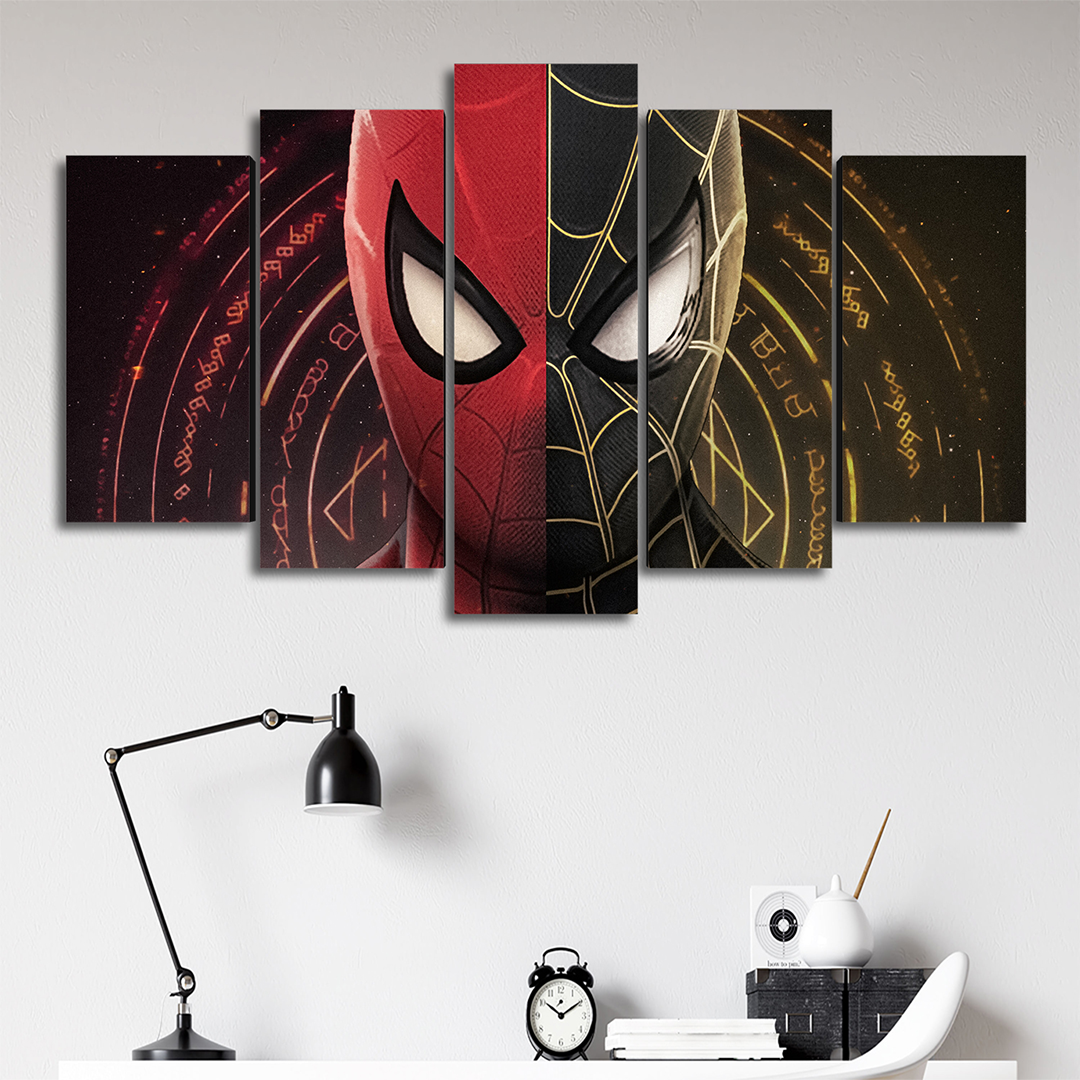 Cuadro Decorativo Spiderman NWH Mascara Negro/Rojo Marvel 100x60cm 5pzs Cuadros MX