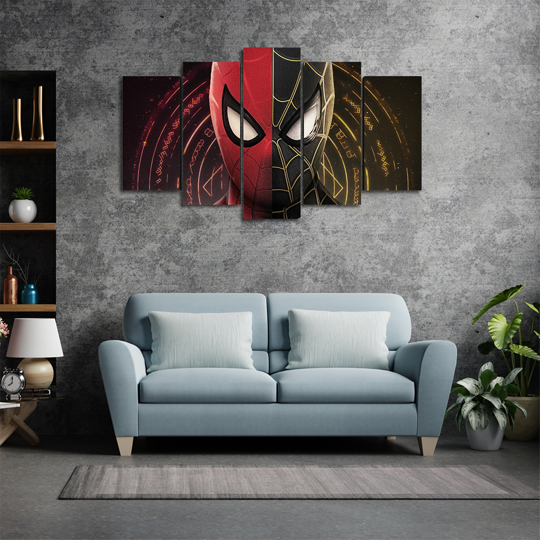 Cuadro Decorativo Spiderman NWH Mascara Negro/Rojo Marvel 100x60cm 5pzs Cuadros MX