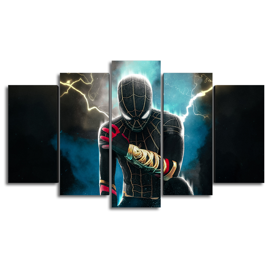 Cuadro Decorativo Spiderman NWH Traje Negro Brazalete Marvel 100x60cm 5pzs Cuadros MX