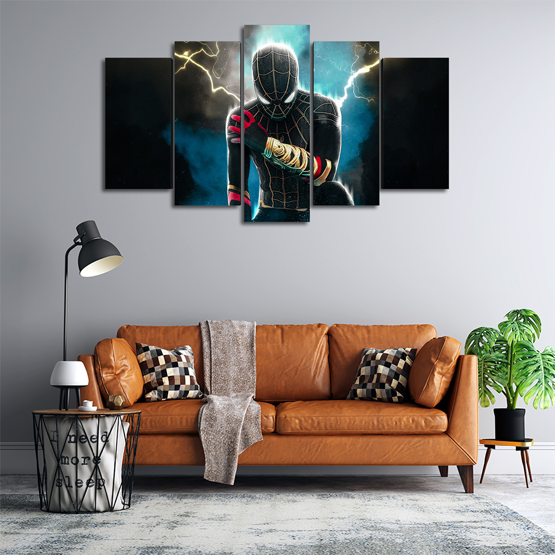 Cuadro Decorativo Spiderman NWH Traje Negro Brazalete Marvel 100x60cm 5pzs Cuadros MX