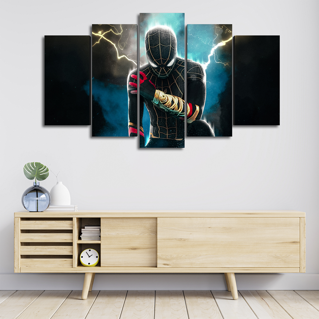 Cuadro Decorativo Spiderman NWH Traje Negro Brazalete Marvel 100x60cm 5pzs Cuadros MX