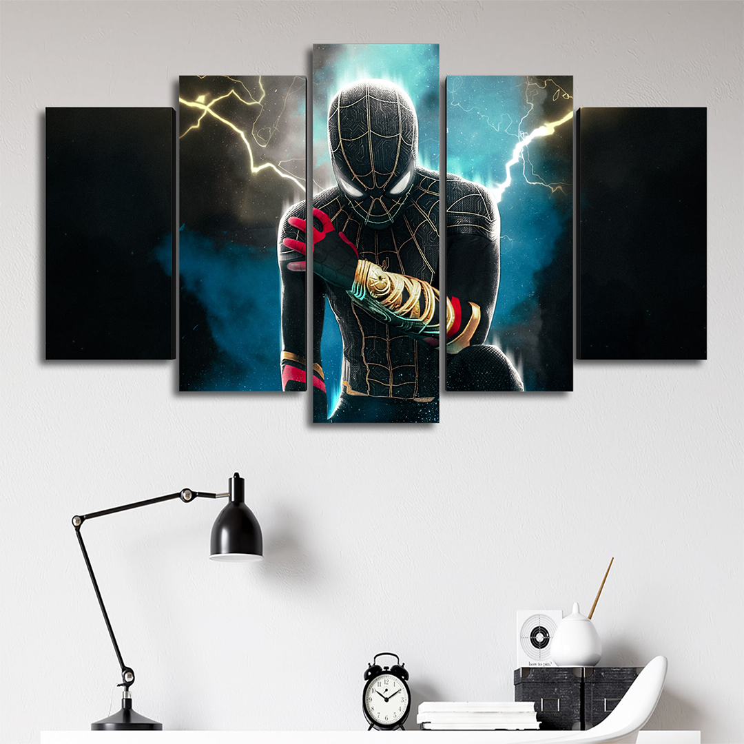 Cuadro Decorativo Spiderman NWH Traje Negro Brazalete Marvel 100x60cm 5pzs Cuadros MX