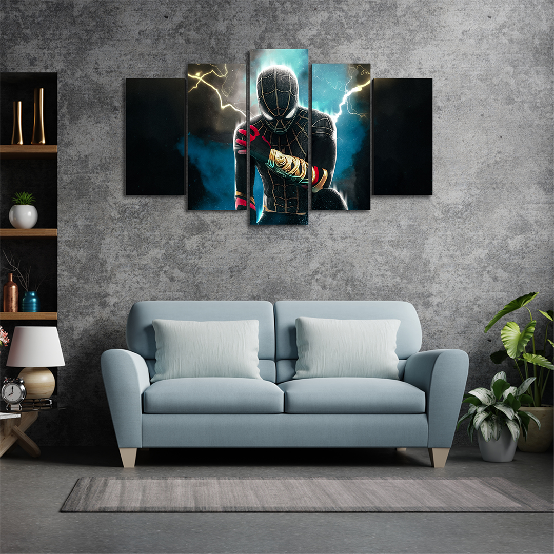 Cuadro Decorativo Spiderman NWH Traje Negro Brazalete Marvel 100x60cm 5pzs Cuadros MX