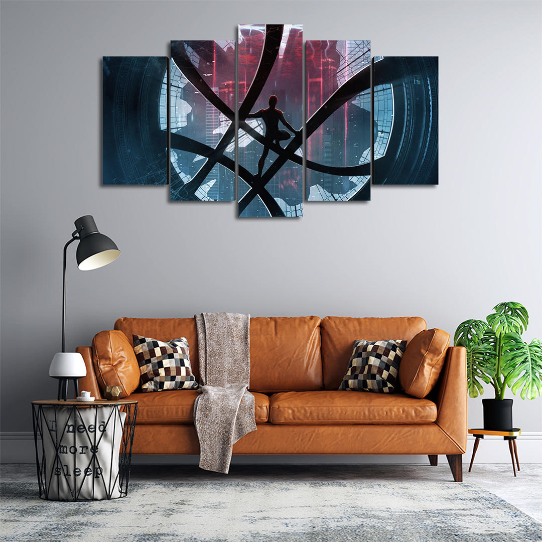 Cuadro Decorativo Spiderman NWH Silueta Marvel 100x60cm 5pzs Cuadros MX