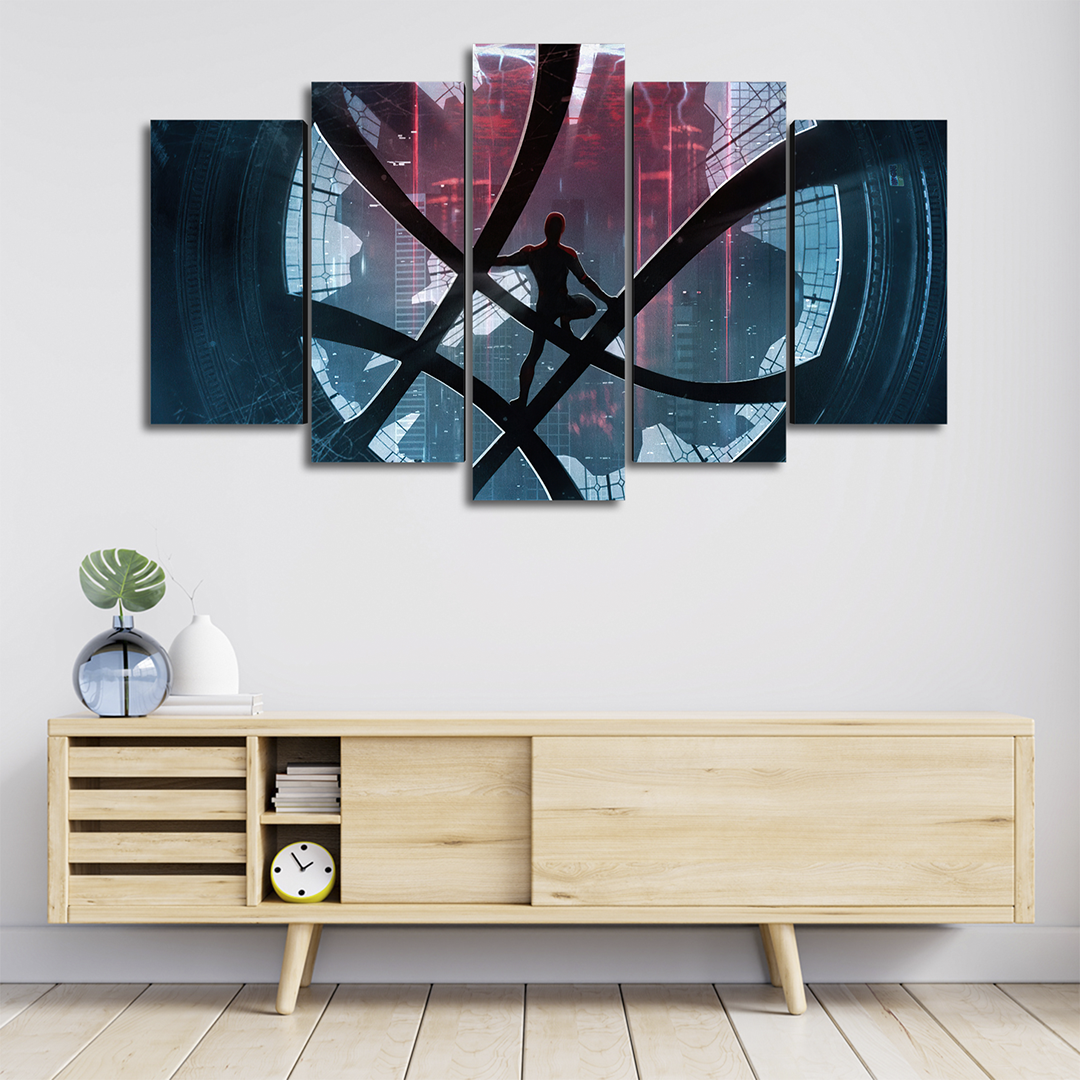 Cuadro Decorativo Spiderman NWH Silueta Marvel 100x60cm 5pzs Cuadros MX