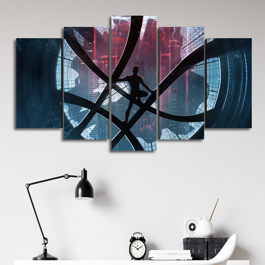 Cuadro Decorativo Spiderman NWH Silueta Marvel 100x60cm 5pzs Cuadros MX