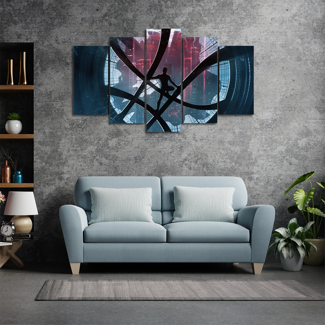 Cuadro Decorativo Spiderman NWH Silueta Marvel 100x60cm 5pzs Cuadros MX