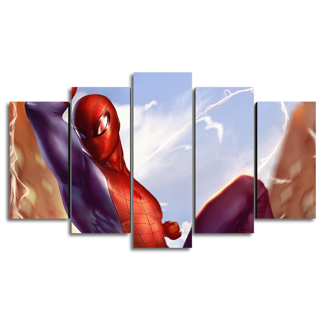 Cuadro Decorativo Spiderman Dibujo a Color Marvel 100x60cm 5pzs Cuadros MX