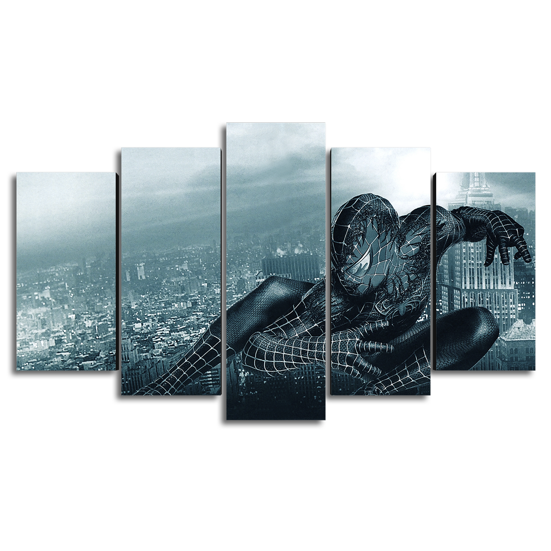 Cuadro Decorativo Spiderman 3 Traje Simbionte Marvel 100x60cm 5pzs Cuadros MX