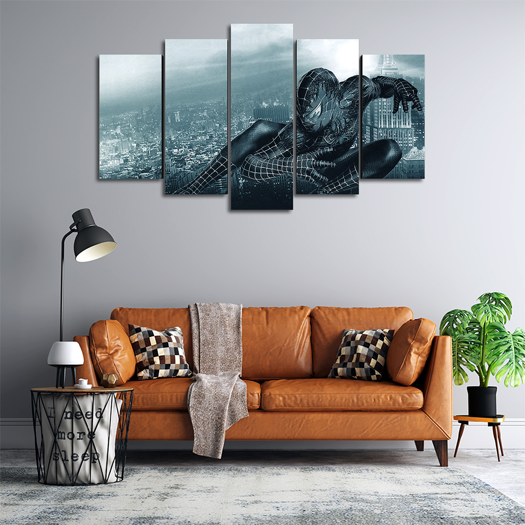 Cuadro Decorativo Spiderman 3 Traje Simbionte Marvel 100x60cm 5pzs Cuadros MX