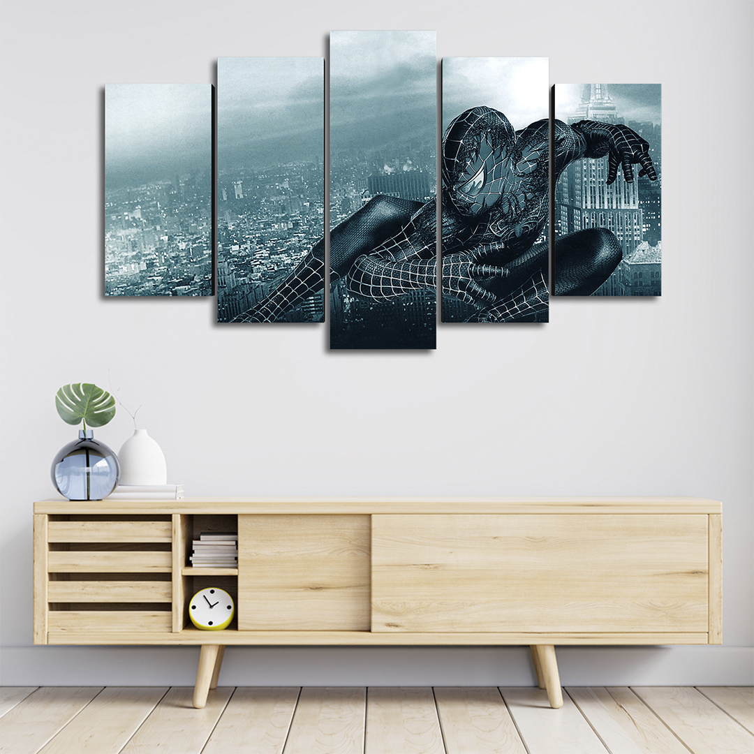Cuadro Decorativo Spiderman 3 Traje Simbionte Marvel 100x60cm 5pzs Cuadros MX