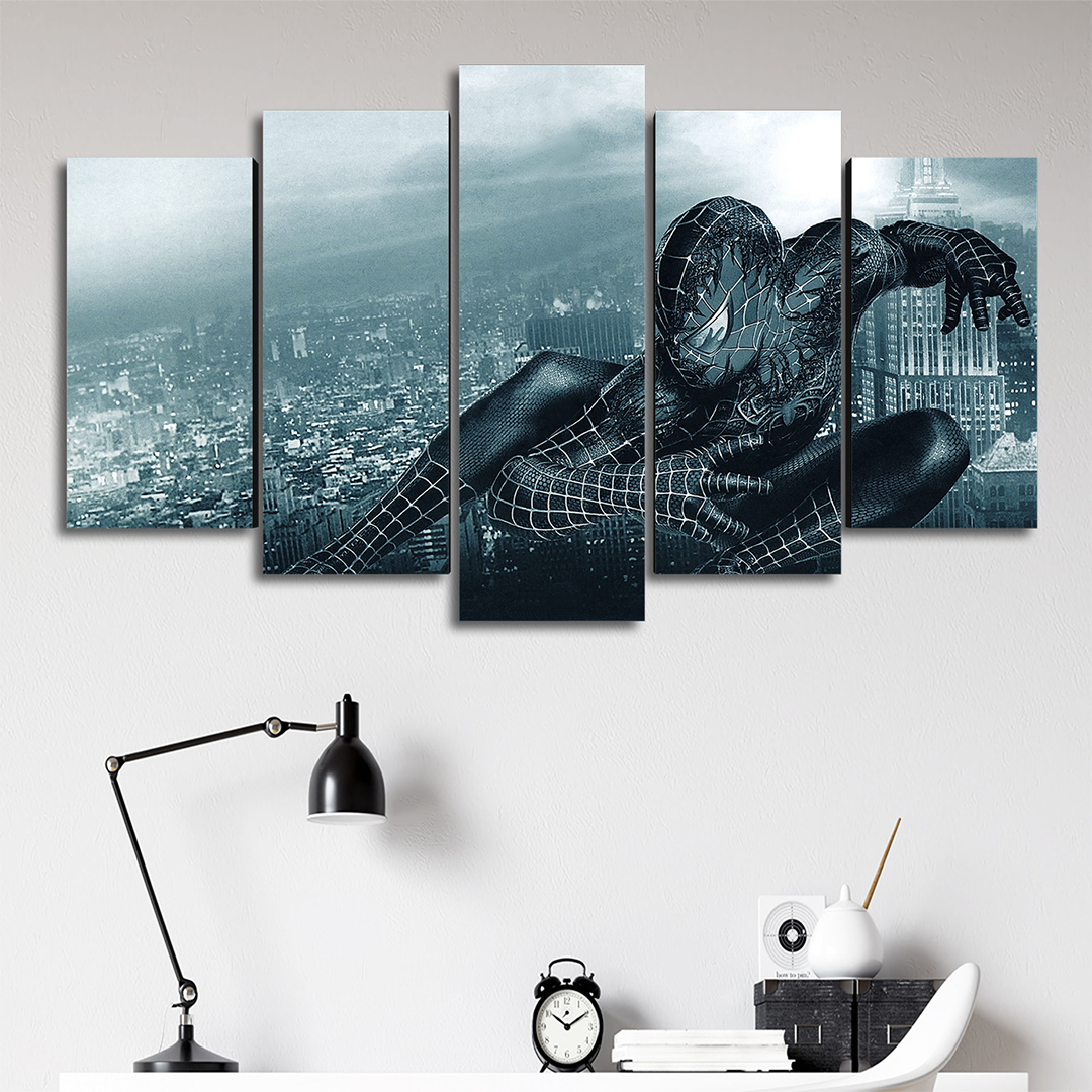 Cuadro Decorativo Spiderman 3 Traje Simbionte Marvel 100x60cm 5pzs Cuadros MX