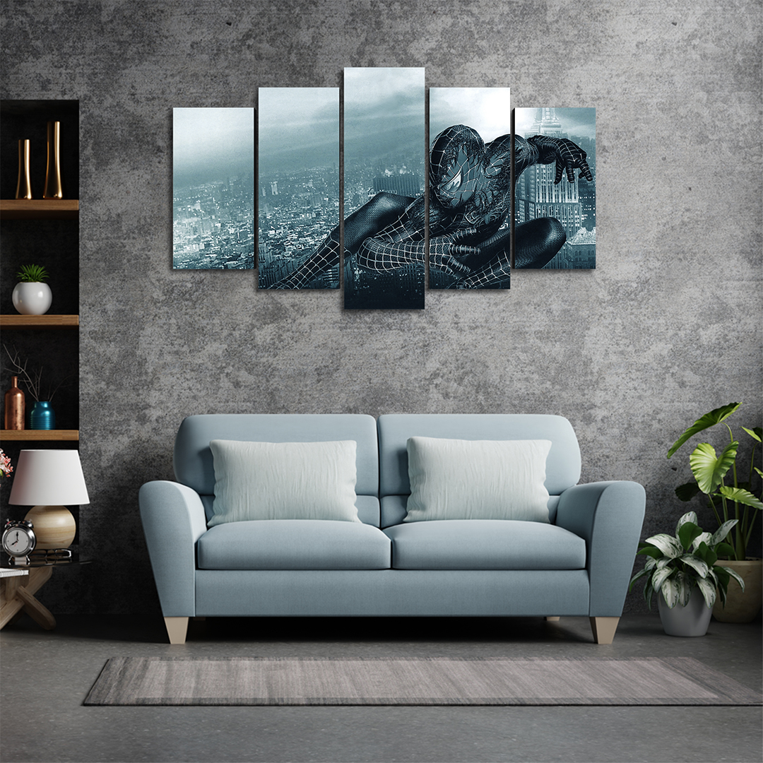 Cuadro Decorativo Spiderman 3 Traje Simbionte Marvel 100x60cm 5pzs Cuadros MX