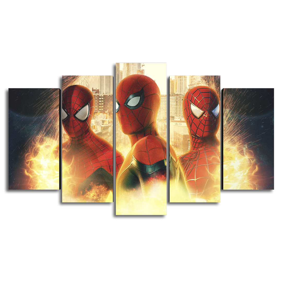 Cuadro Decorativo Spiderman Spiderverse Marvel 100x60cm 5pzs Cuadros MX