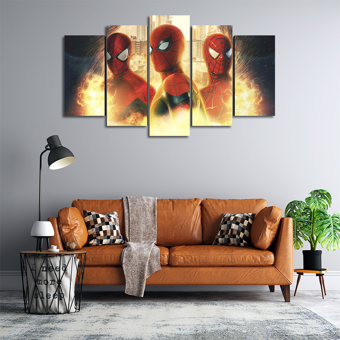 Cuadro Decorativo Spiderman Spiderverse Marvel 100x60cm 5pzs Cuadros MX