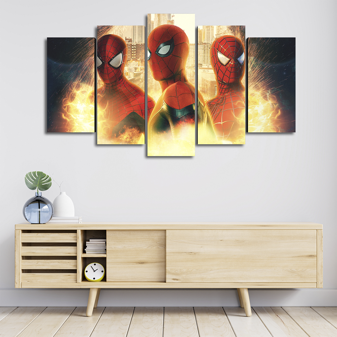 Cuadro Decorativo Spiderman Spiderverse Marvel 100x60cm 5pzs Cuadros MX