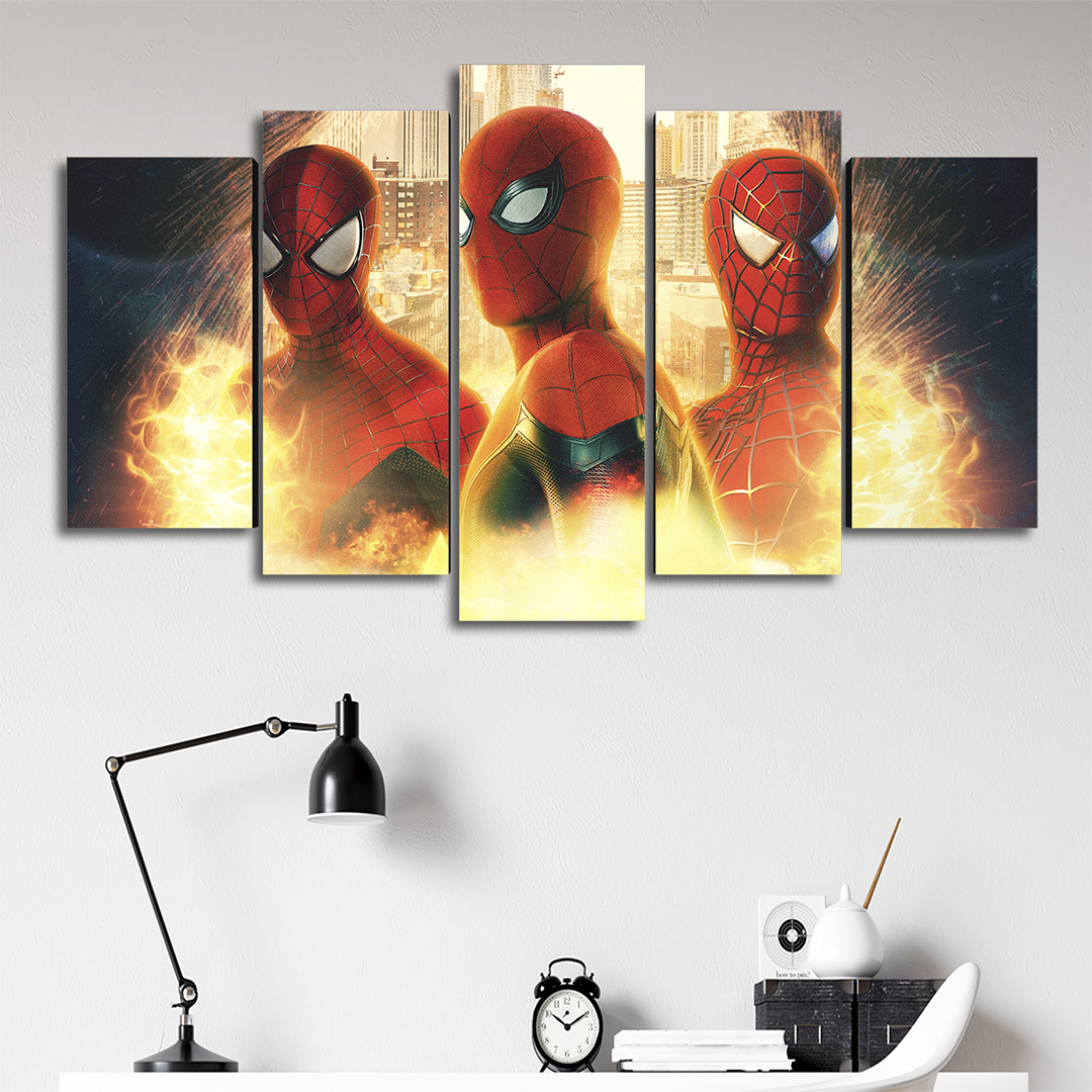 Cuadro Decorativo Spiderman Spiderverse Marvel 100x60cm 5pzs Cuadros MX