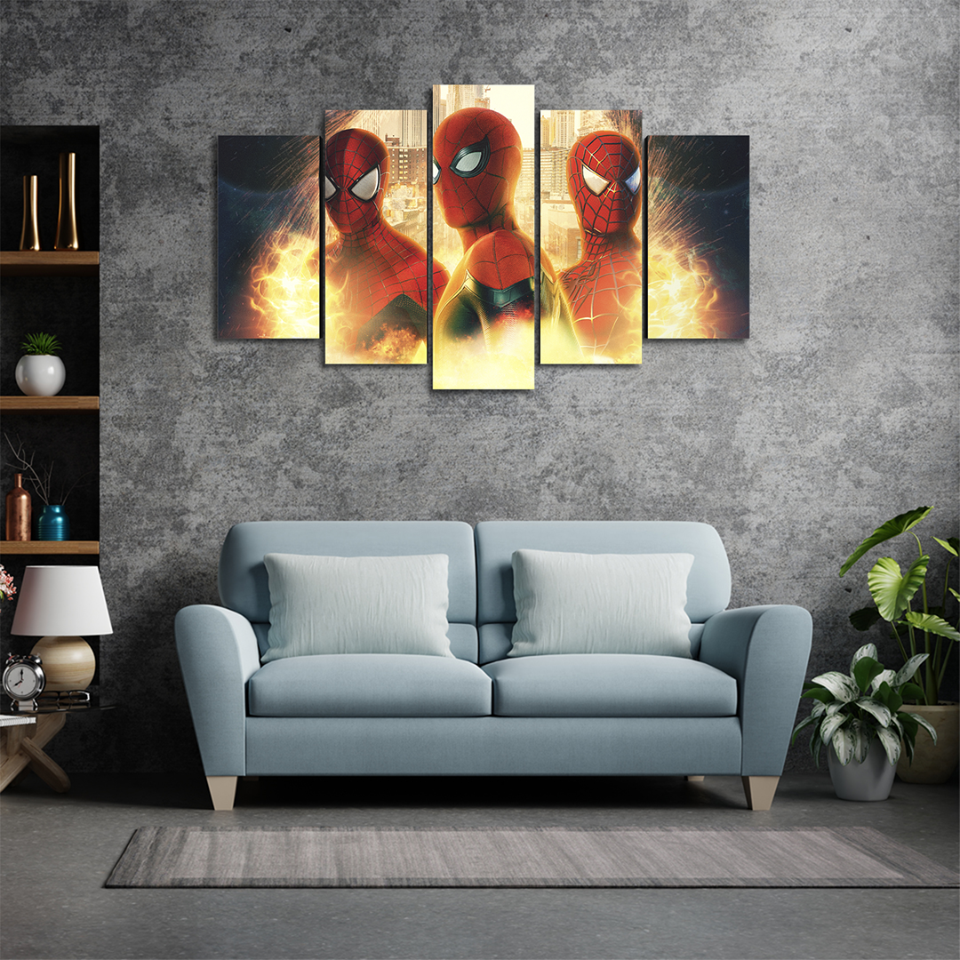 Cuadro Decorativo Spiderman Spiderverse Marvel 100x60cm 5pzs Cuadros MX