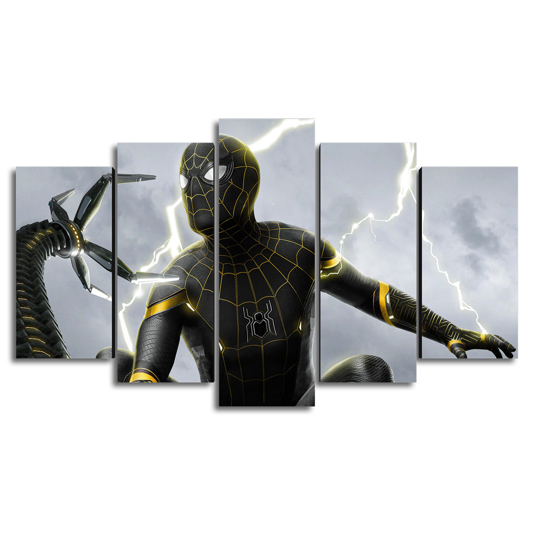 Cuadro Decorativo Spiderman Traje Negro/Dorado Brazos Octopus Marvel 100x60cm 5pzs Cuadros MX