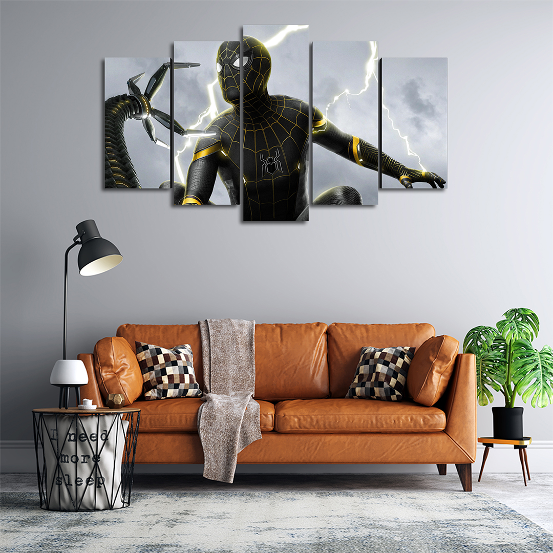 Cuadro Decorativo Spiderman Traje Negro/Dorado Brazos Octopus Marvel 100x60cm 5pzs Cuadros MX