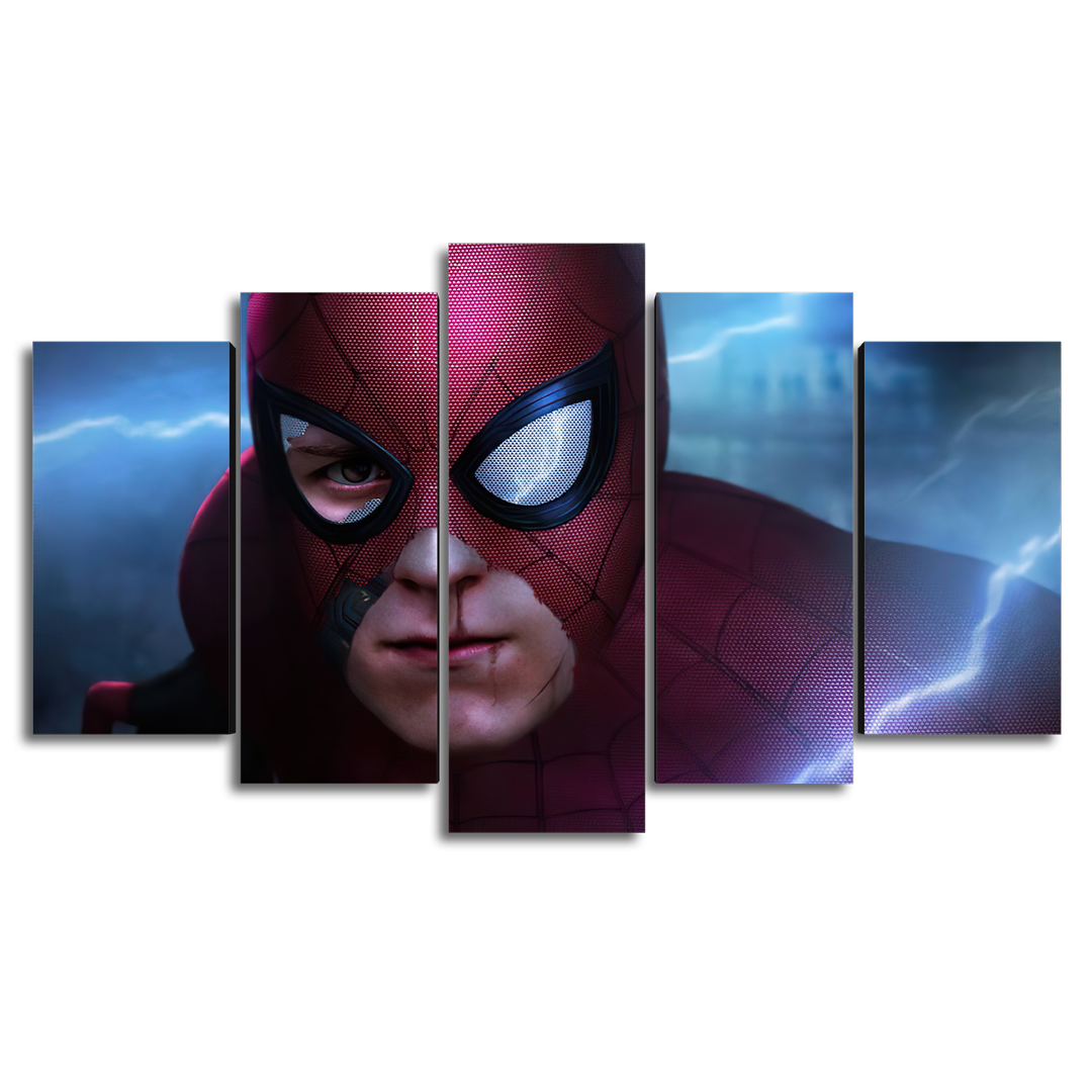 Cuadro Decorativo Spiderman Mascara Rota Digital Art Marvel 100x60cm 5pzs Cuadros MX