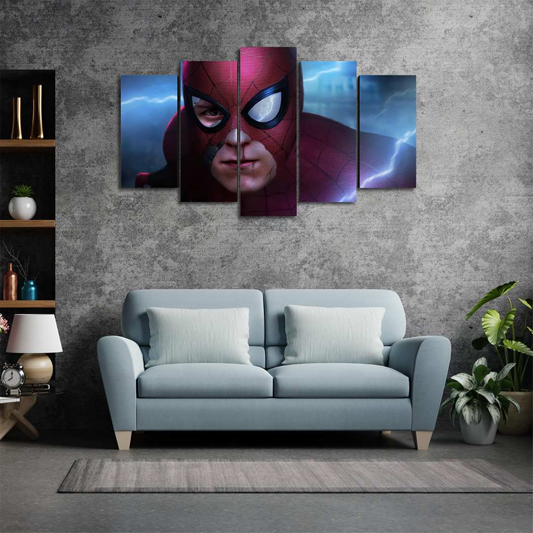 Cuadro Decorativo Spiderman Mascara Rota Digital Art Marvel 100x60cm 5pzs Cuadros MX