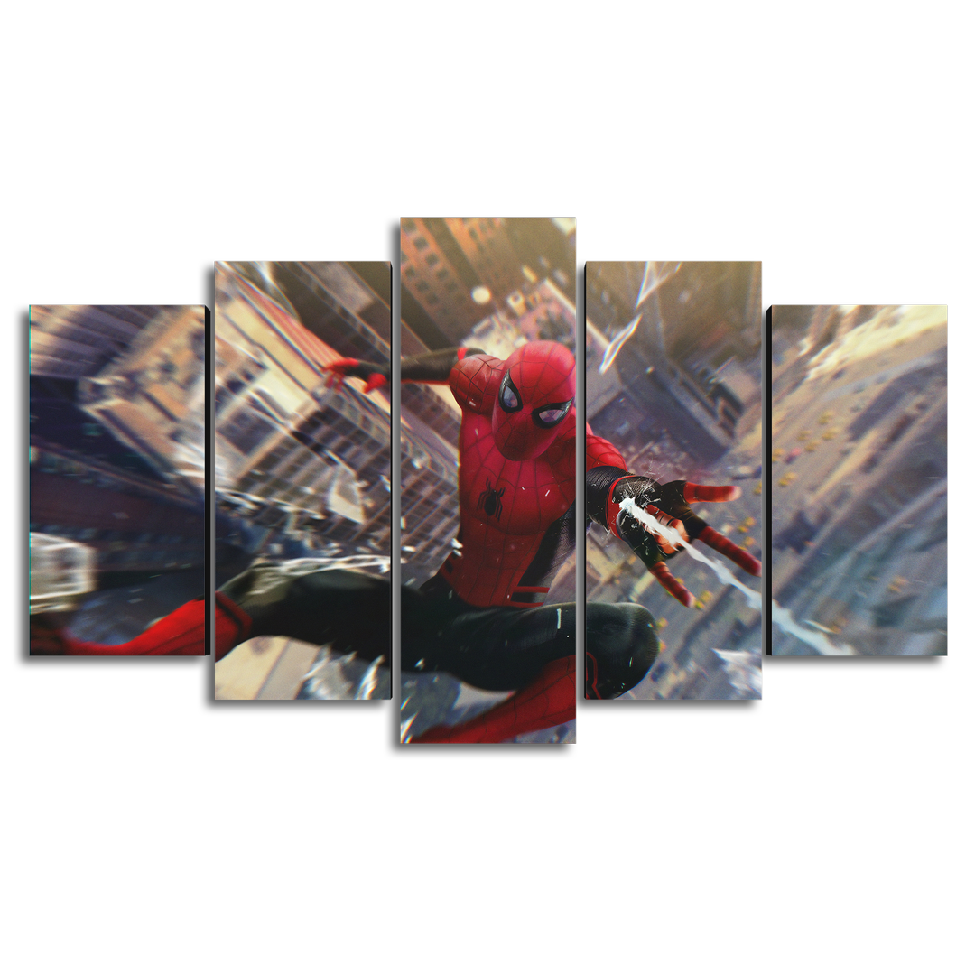 Cuadro Decorativo Spiderman Lanzando Telaraña Marvel 100x60cm 5pzs Cuadros MX
