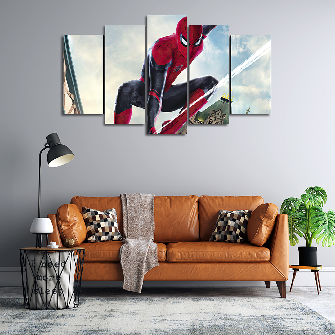 Cuadro Decorativo Spiderman Tom Holland Balanceándose Marvel 100x60cm 5pzs Cuadros MX