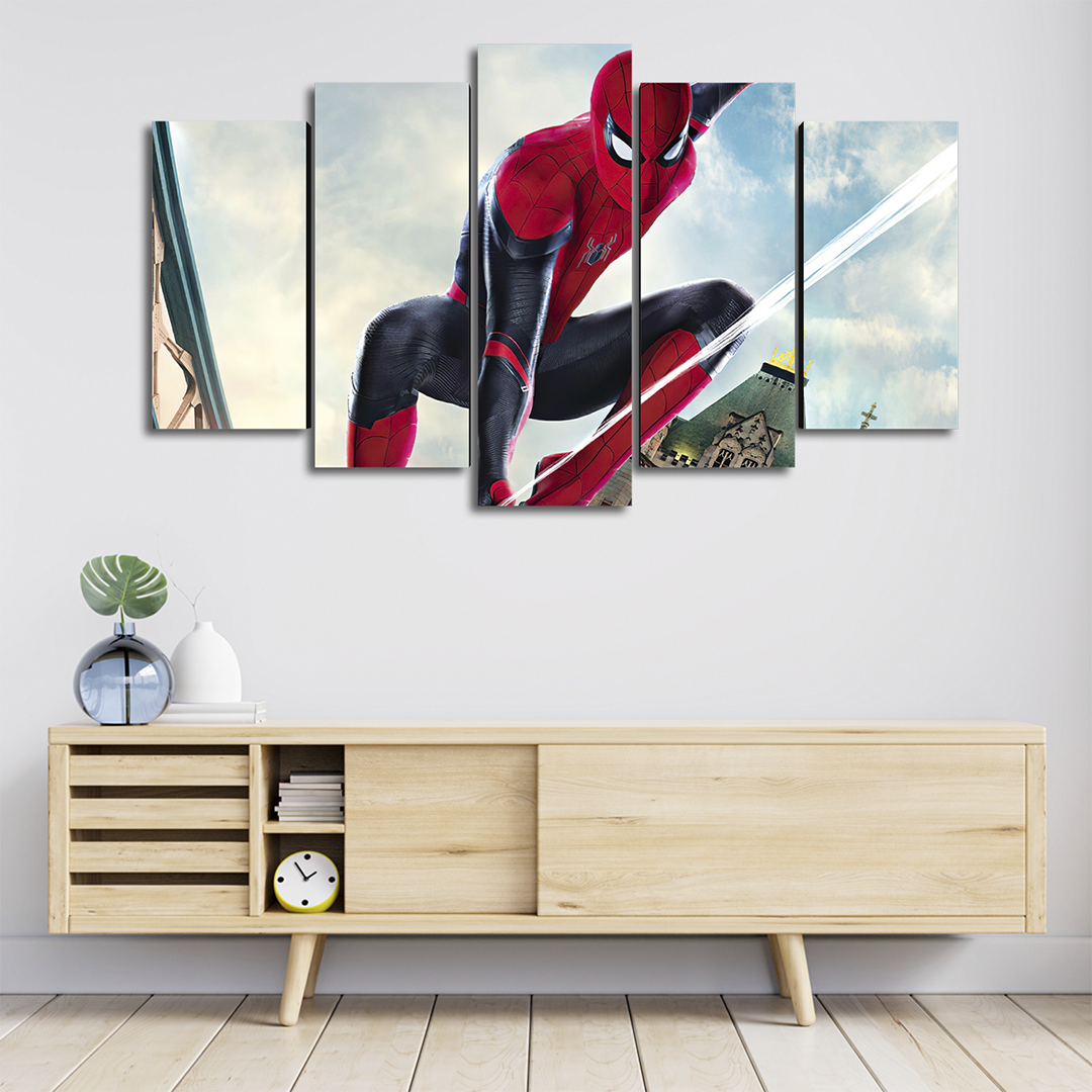 Cuadro Decorativo Spiderman Tom Holland Balanceándose Marvel 100x60cm 5pzs Cuadros MX