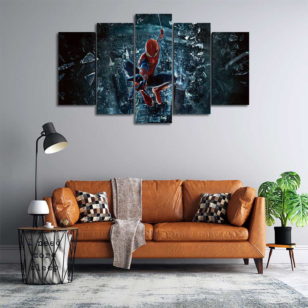 Cuadro Decorativo The Amazing Spiderman Balanceándose Marvel 100x60cm 5pzs Cuadros MX