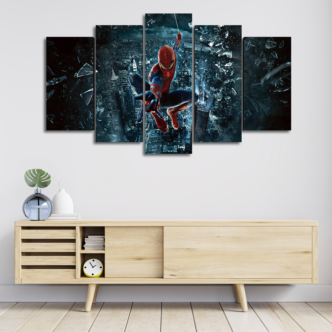 Cuadro Decorativo The Amazing Spiderman Balanceándose Marvel 100x60cm 5pzs Cuadros MX