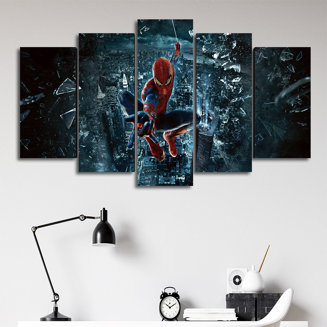 Cuadro Decorativo The Amazing Spiderman Balanceándose Marvel 100x60cm 5pzs Cuadros MX