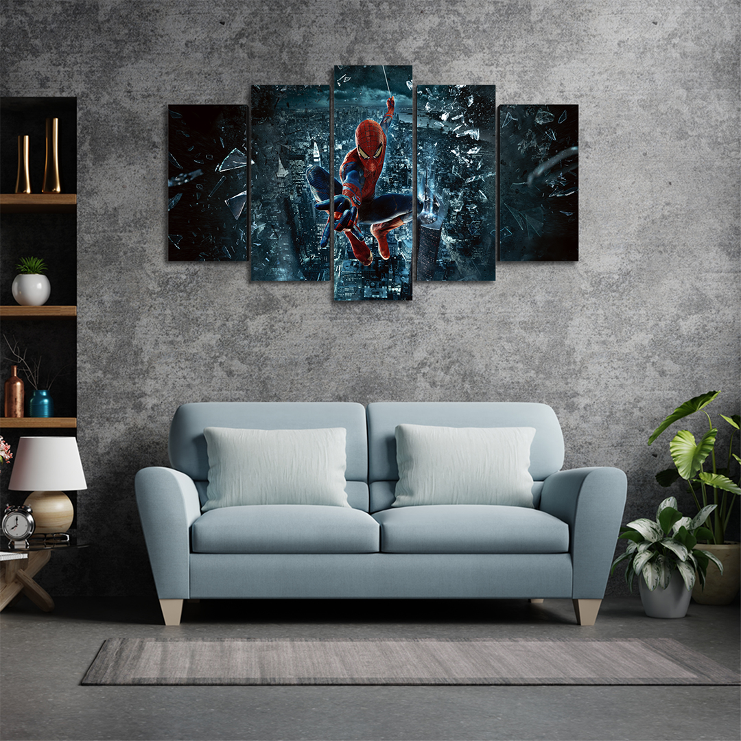 Cuadro Decorativo The Amazing Spiderman Balanceándose Marvel 100x60cm 5pzs Cuadros MX
