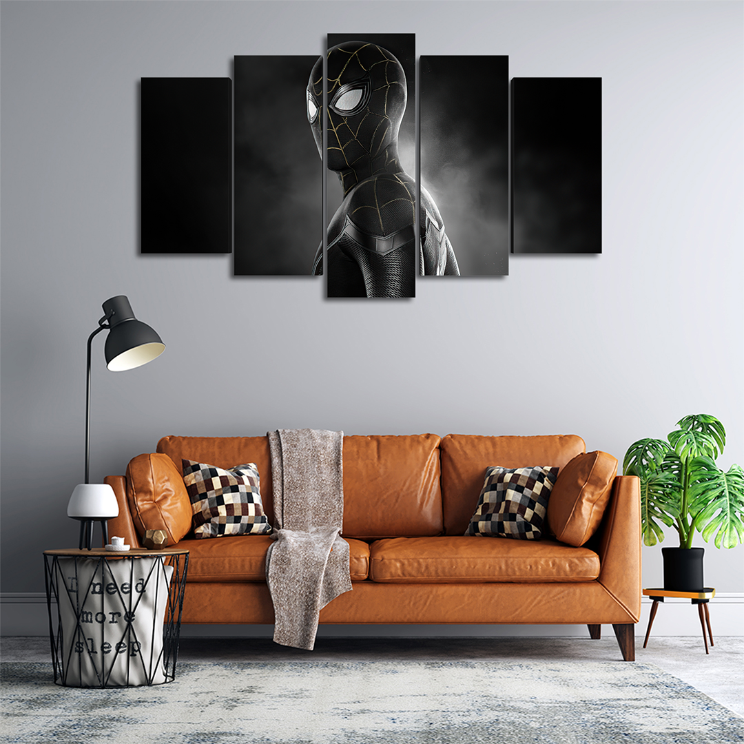 Cuadro Decorativo Spiderman Traje Negro Marvel 100x60cm 5pzs Cuadros MX